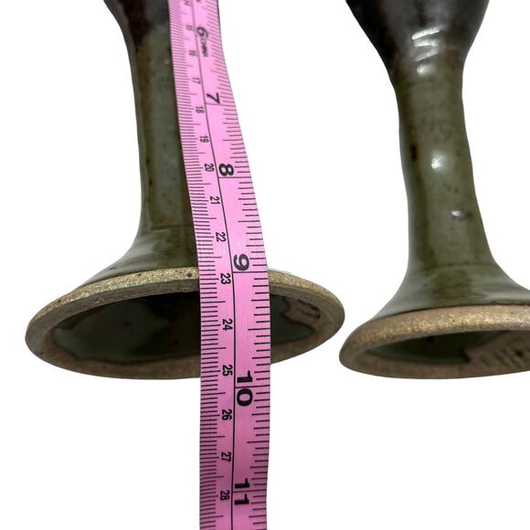 Wine Goblets Flutes Set of Four Ceramic Handmade 1984 Vintage Blue Brown Retro - Picture 11 of 16